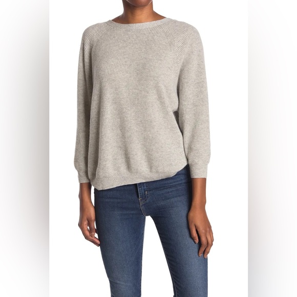 BA&SH 100% Cashmere “Cramy” Twist Back Ribbed Knit Sweater in Grey Sz S - Picture 6 of 14